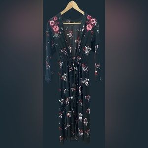 Black and white floral kimono